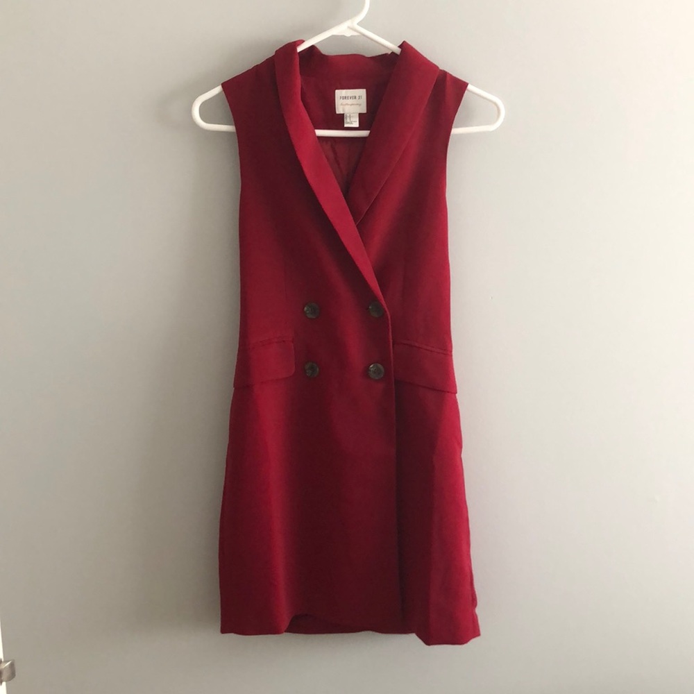 Red Button Front Dress